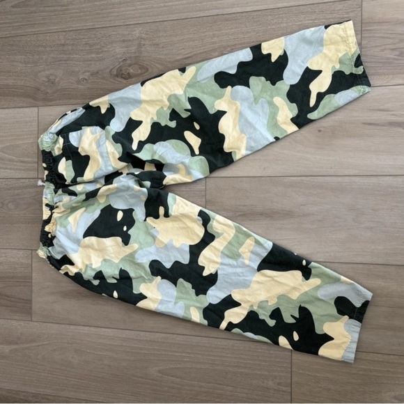 Flan Labs Roquefort  Wide Leg Pants Mens XL Green Camo Canvas Drawstring - Picture 7 of 8